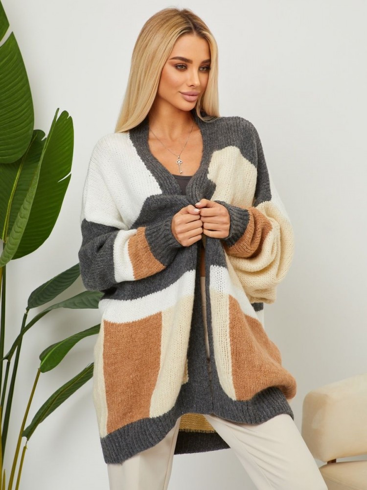 Кардиган женский удлиненный / свитер серый