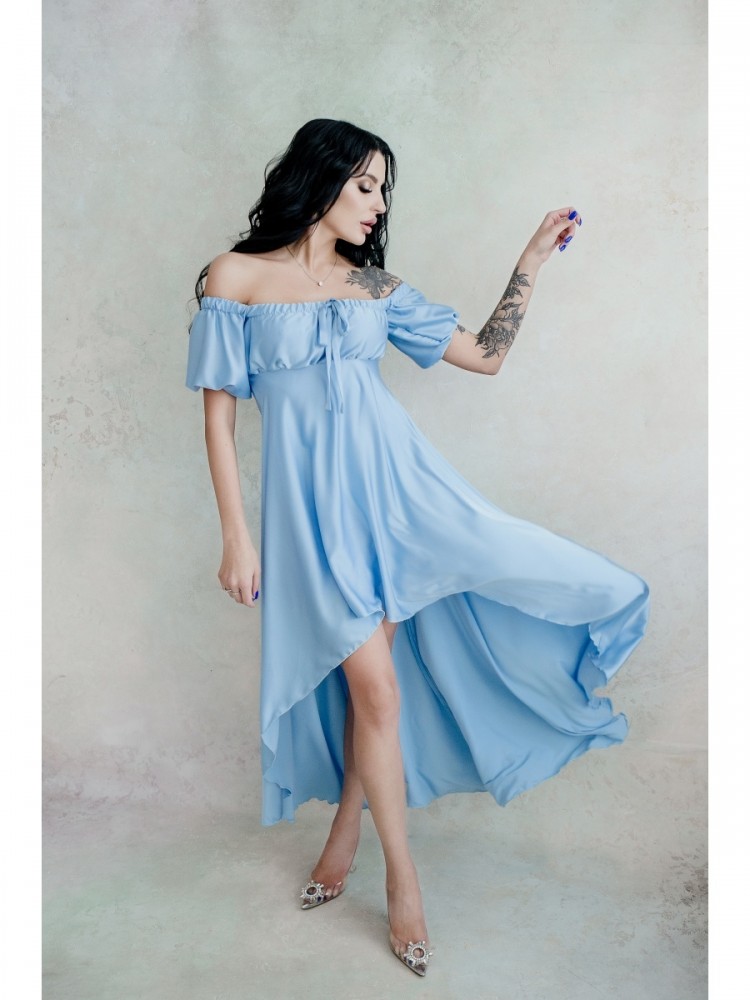 Платье женское летнее миди голубое